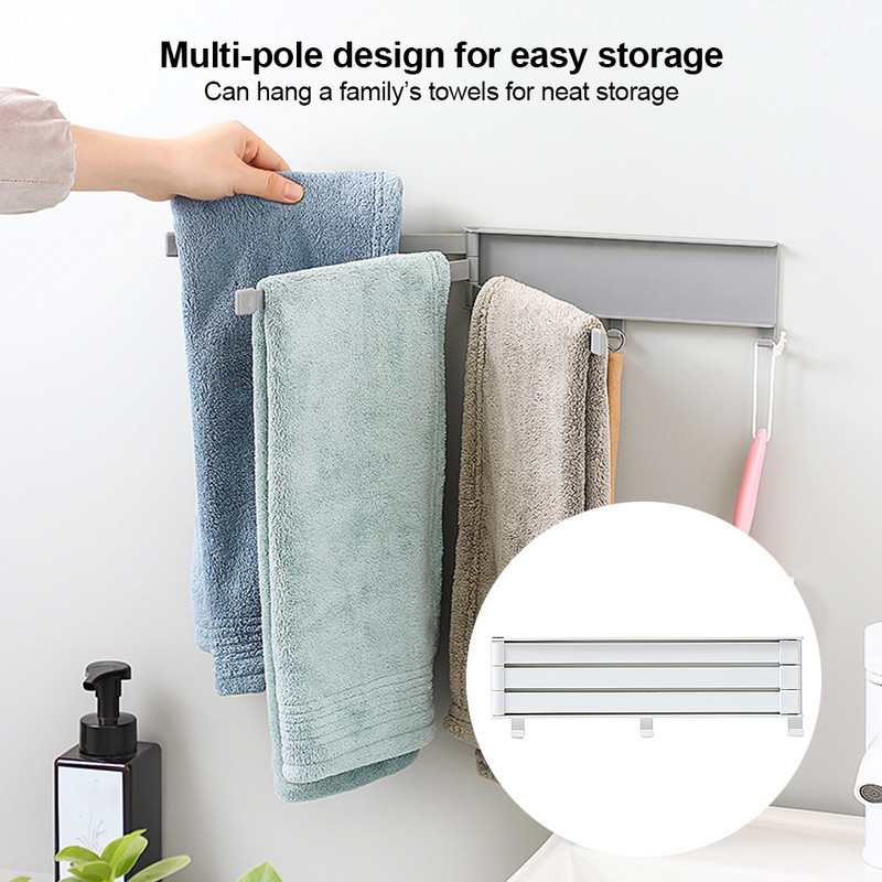 Atkārtota garuma regulējams dvieļu turētāja stienis, piestiprināts pie sienas 180 virtuves dvieļu turētājam vannas istabas sliedes pakaramā turētāja glabāšanas organizators