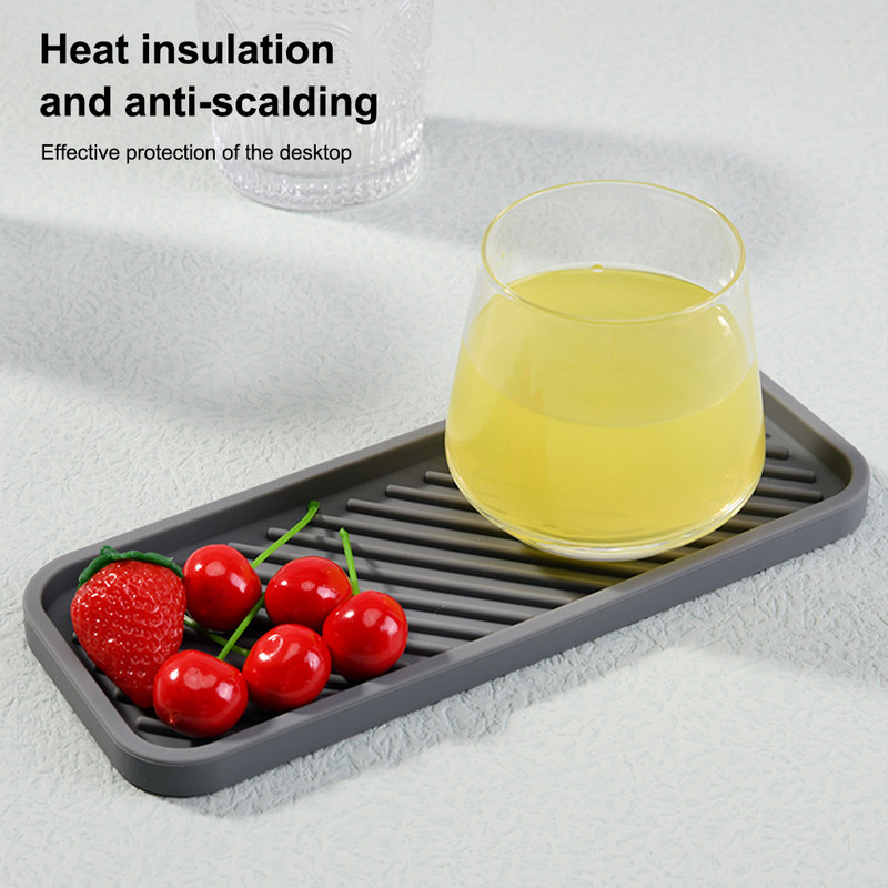 Drenāžas paliktnis, silikona karstumizturīgs galda trauks, ūdens krūze, žāvēšanas paklājiņš, atkārtoti lietojams drenāžas paplātes aizsargs balts