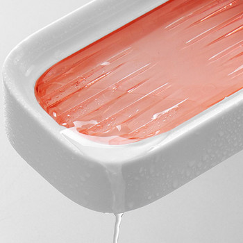 Монтирани на стена самозалепващи се чинии за сапун Гъба за сапун Без пробиване Кутия за съхранение Рафт Рафт Двойна канализация Поставка за сапун за баня U3