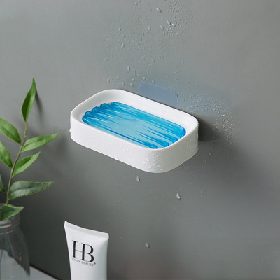 Zidne samoljepljive posude za sapun Posuda za spužvu za sapun Bez bušenja Kutija za pohranu Stalak Polica Dvostruki odvod Držač sapuna za kupaonicu U3