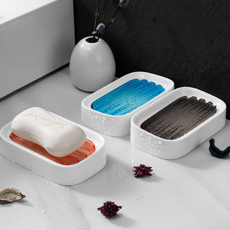 Zidne samoljepljive posude za sapun Posuda za spužvu za sapun Bez bušenja Kutija za pohranu Stalak Polica Dvostruki odvod Držač sapuna za kupaonicu U3