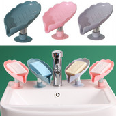 1 gab. Radoša lapu formas ziepju kaste, pārnēsājama bez caurumošanas notekas dizaina ziepju statīvs ar zīdītāju pamatni dušas plaukta notekas ziepju kaste