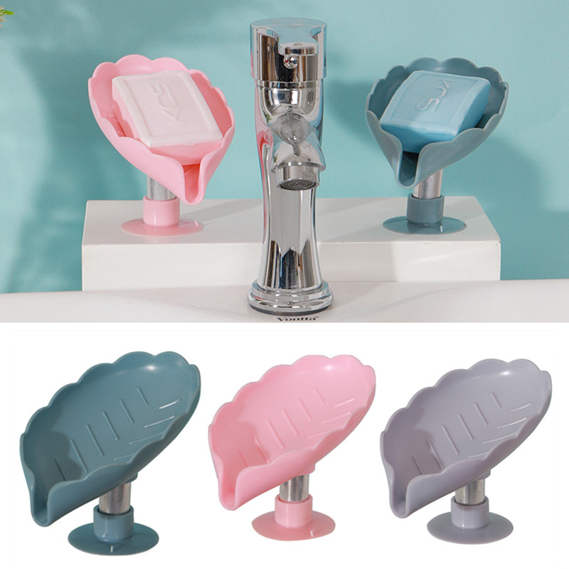 1 gab. Radoša lapu formas ziepju kaste, pārnēsājama bez caurumošanas notekas dizaina ziepju statīvs ar zīdītāju pamatni dušas plaukta notekas ziepju kaste