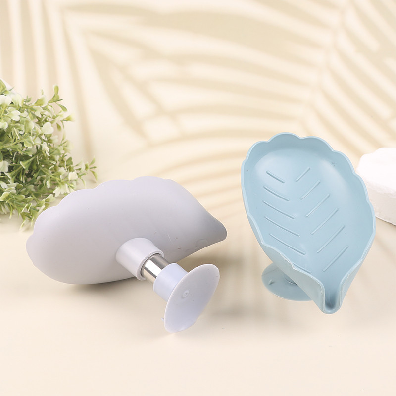 1 gab. Radoša lapu formas ziepju kaste, pārnēsājama bez caurumošanas notekas dizaina ziepju statīvs ar zīdītāju pamatni dušas plaukta notekas ziepju kaste