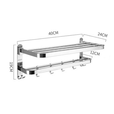 Πτυσσόμενη θήκη για πετσέτες μπάνιου με γάντζους από ανοξείδωτο χάλυβα Μπάρα πετσετών κρεμάστρα πετσετών Αξεσουάρ πολυστρωματικής ράβδου σε ράφι
