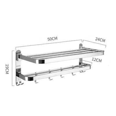 Πτυσσόμενη θήκη για πετσέτες μπάνιου με γάντζους από ανοξείδωτο χάλυβα Μπάρα πετσετών κρεμάστρα πετσετών Αξεσουάρ πολυστρωματικής ράβδου σε ράφι