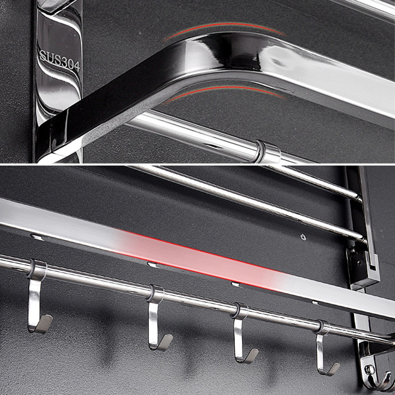 Πτυσσόμενη θήκη για πετσέτες μπάνιου με γάντζους από ανοξείδωτο χάλυβα Μπάρα πετσετών κρεμάστρα πετσετών Αξεσουάρ πολυστρωματικής ράβδου σε ράφι