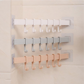 Βολική πλαστική κρεμάστρα τοίχου Ισχυρή κολλώδης αυτοκόλλητη πλαστική σχάρα τουαλέτας 6 αγκιστριών