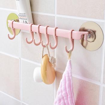 Αυτοκόλλητο με 6 γάντζους Θήκη για πετσέτες μπάνιου τοίχου Κρεμαστό ράφι χωρίς καρφιά Γάντζοι πάστας γάντζοι για κλειδί Βάση αποθήκευσης κουζίνας