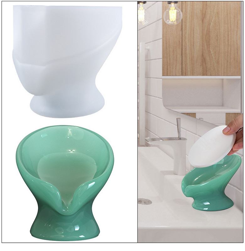 DIY kristalni kalup od epoksidne smole Dizajn odvoda Kutija za pohranu sapuna lotosovog lista Silikonski kalup