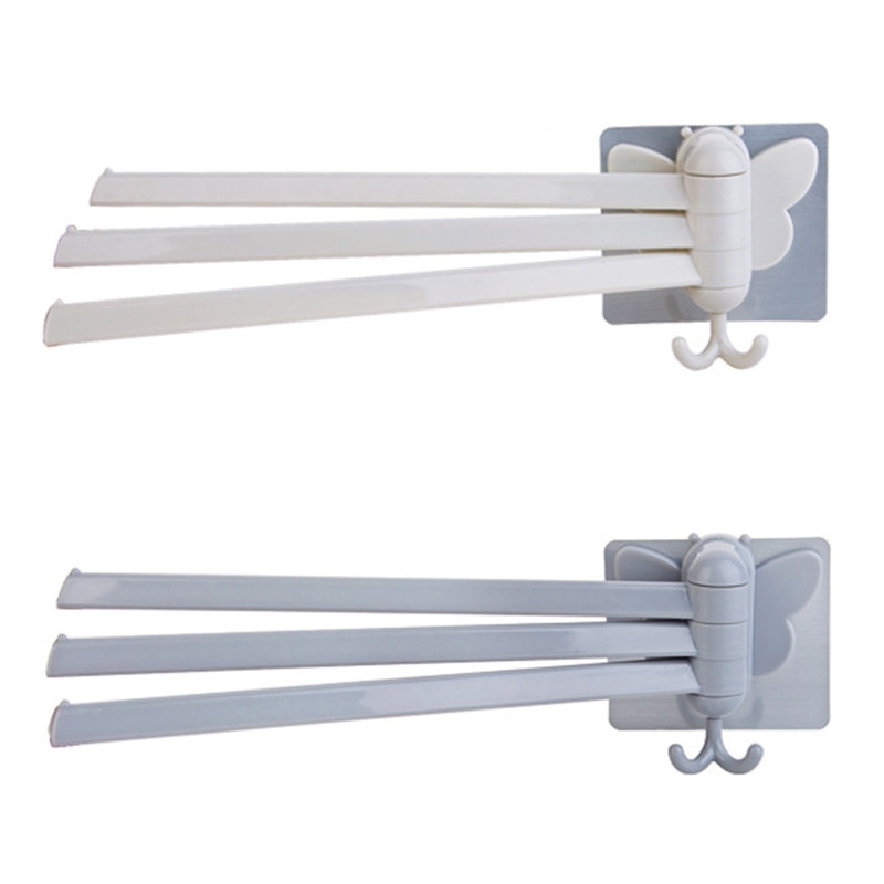 N0HB radošs grozāms dvieļu stieņa sienas stiprinājums vannas istabas dvieļu turētāja turētājs Glabāšanas organizators vietu taupošs dvieļu žāvētājs, 3 rokas