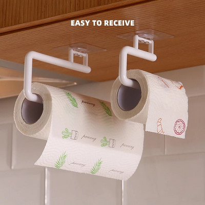 Поставка за тоалетна хартия Самозалепваща се Кухненска тоалетна ролка Поставка за кърпи Пластмасова поставка за съхранение на кърпички в банята