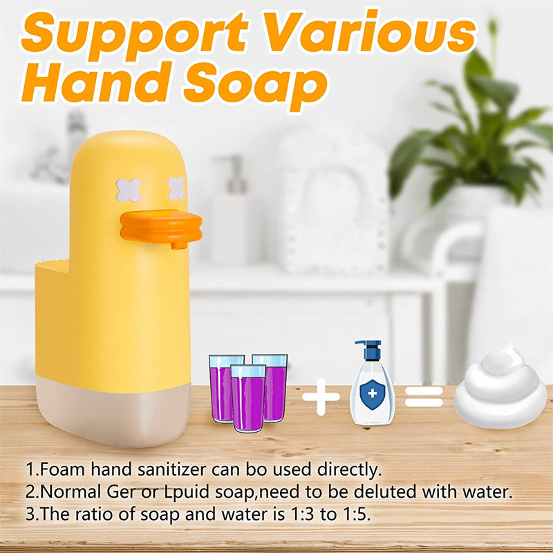 350 ml automatski dozator pjenastog sapuna Punjivi dozator slatke žute patke sapuna Infracrveni dozator tekućeg sapuna za uređenje doma