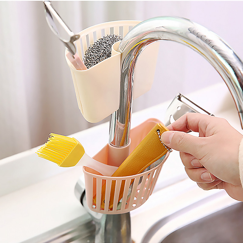 Stalak za sudoper Plastična košara Stalak za pohranu Odvod za višekratnu upotrebu Kuhinjski pribor za kuhinju Kupaonica krem boje