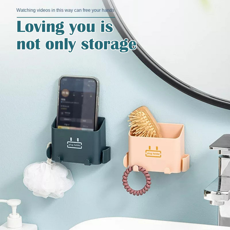 1 tk mobiiltelefoni hoidik Seinale paigaldatav korraldaja salvestuskarp Seinalaadija konkskaabel laadimisdoki multifunktsionaalse hoidiku alus