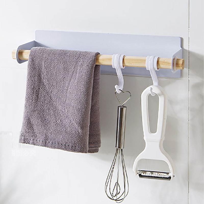 Metāla sienas piekares Turētājs koka dvielis Plaukts tualetes papīra organizators lupata Turētājs plastmasas iesaiņojuma plēve Uzglabāšanas plaukti virtuves aksesuārs