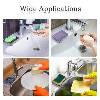 Силиконова чиния за сапун Нехлъзгаща се самоотцеждаща се поставка за сапун Soap Saver Лесно почистваща се поставка за сапун Поставка за съхранение на сапун Аксесоари за баня