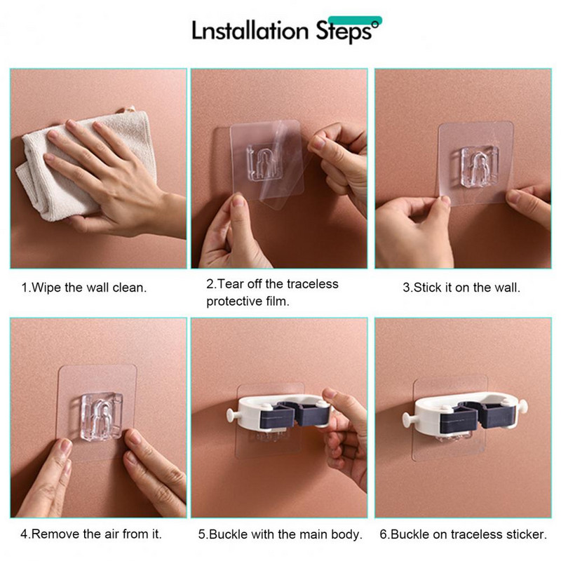 Kuka za vješanje krpa Samoljepljivi stalak za krpe Svestrani protuklizni držač za krpe Kuka za metle Zidni držač za organizatore za krpe