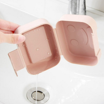 Кутия за сапун с усмихнато лице в скандинавски стил със запечатан капак Преносима кутия за сапун за пътуване Кутия за съхранение на сапун за домашна баня