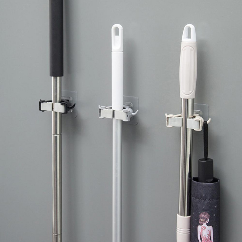 Vannas istabas pie sienas stiprināms suku slotas turētājs Mopu pakarināms āķis uzglabāšanas statīvs