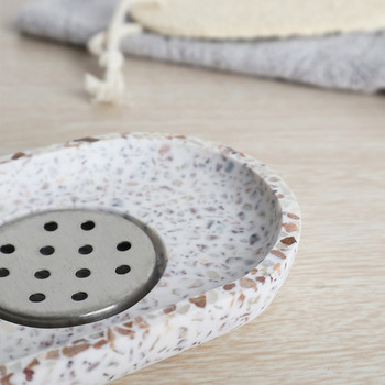 Сапунерка с мраморен вид Сапунерка за душ, баня, кухня, мивка, вана, бял мраморен вид, аксесоари за плот