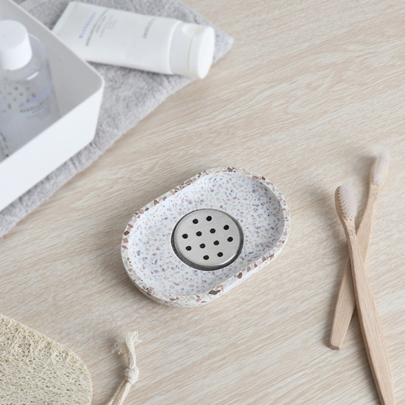 Vasă de săpun cu aspect de marmură Tavă de săpun pentru duș, baie, bucătărie, chiuvetă, cadă, aspect marmură albă, accesorii pentru blat