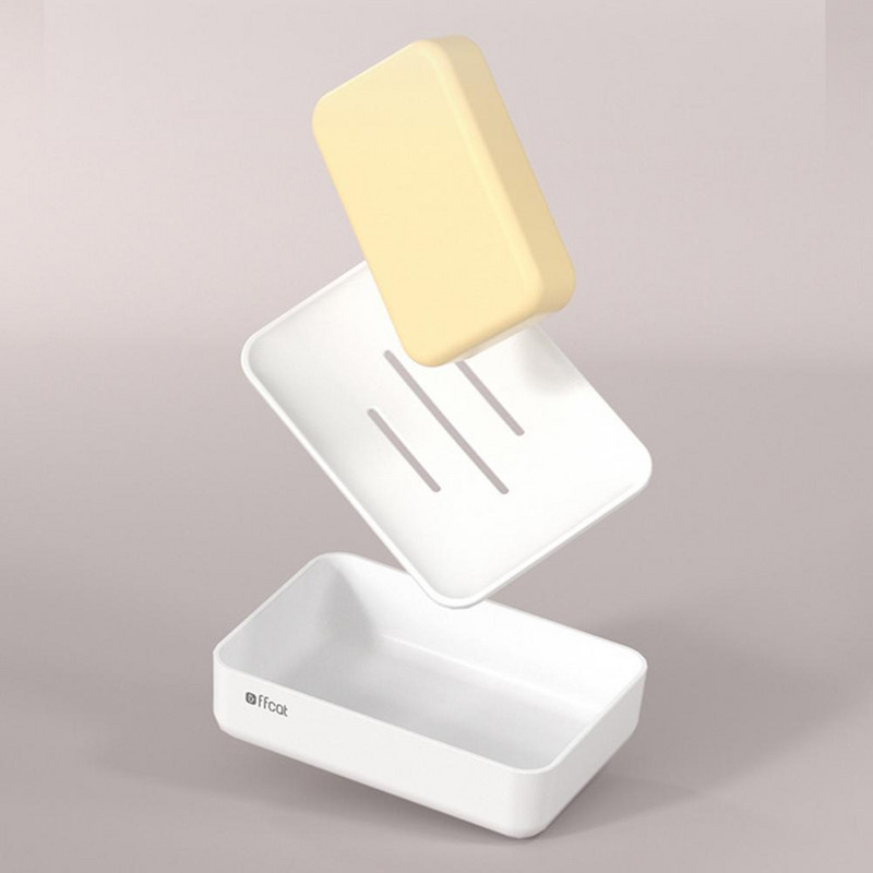 Raft pentru săpun Design de drenaj Scobit Culoare solidă Fund îngroșat Depozitare ventilată Săpun Structură robustă Placă de săpun cu două straturi