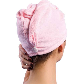Πετσέτα μαλλιών από μικροΐνες, κάλυμμα περιποίησης με κουμπί, σούπερ απορροφητικό περιτύλιγμα πετσετών μαλλιών που στεγνώνει γρήγορα, γυναικεία αξεσουάρ μπάνιου
