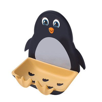 Odvodna usisna čašica Zidna kutija za sapun Crtani pingvin Kreativna kutija za sapun Odvodni stalak za sapun Kupaonska kutija Viseći stalak za sapun