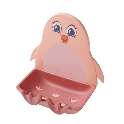 Odvodna usisna čašica Zidna kutija za sapun Crtani pingvin Kreativna kutija za sapun Odvodni stalak za sapun Kupaonska kutija Viseći stalak za sapun