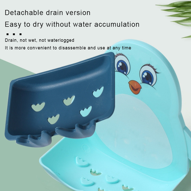 Odvodna usisna čašica Zidna kutija za sapun Crtani pingvin Kreativna kutija za sapun Odvodni stalak za sapun Kupaonska kutija Viseći stalak za sapun