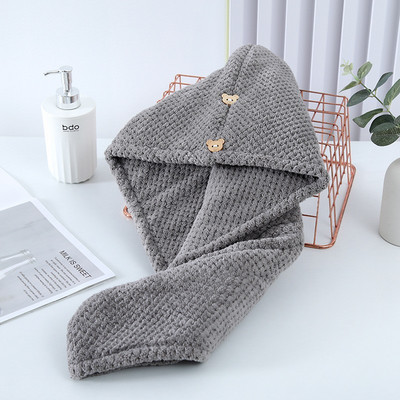 Brzo upijajuća kapa za sušenje kose Turban Šešir od ananasa Koraljnog runa Ručnik za dugu kosu za sušenje kose 25x65 cm