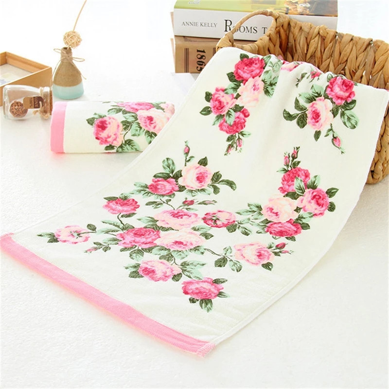 Prosop moale 100% bumbac pentru față cu flori, cu imprimeu floral, pentru acasă, pentru păr, prosoape de mână, prosoape pentru baie, absorbantă de apă 34*74cm 1buc
