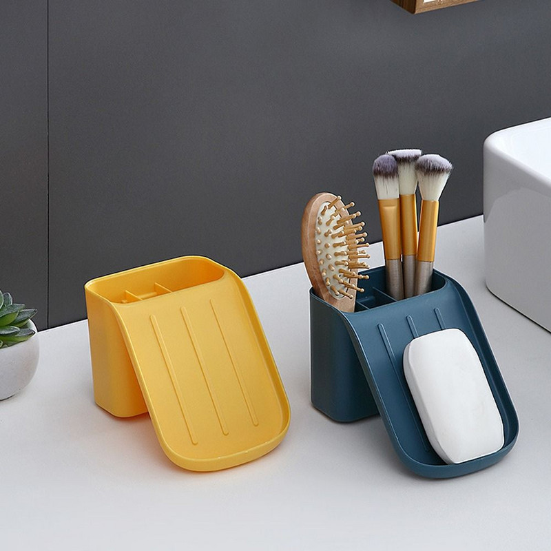 Kreativni 2u1 zidni držač za sapun Odvod Kutija za sapun Kupaonski organizator Stalak za pohranu Četkica za zube Spremnik za češalj Polica