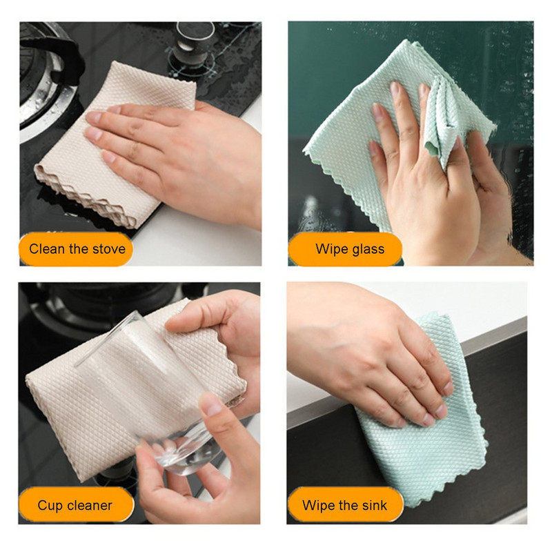 5 komada staklenih ručnika i krpa za brisanje vode za brisanje stakla za riblje krljušti krpa za kuhinjski stol i posuđe u nasumičnoj boji