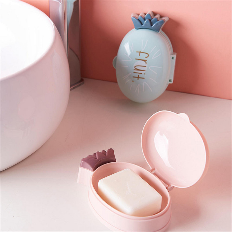 Prijenosna crtana kutija za sapun s ananasom s poklopcem Kupaonska vodootporna posuda za sapun Putna kutija za sapun Kupaonski pribor