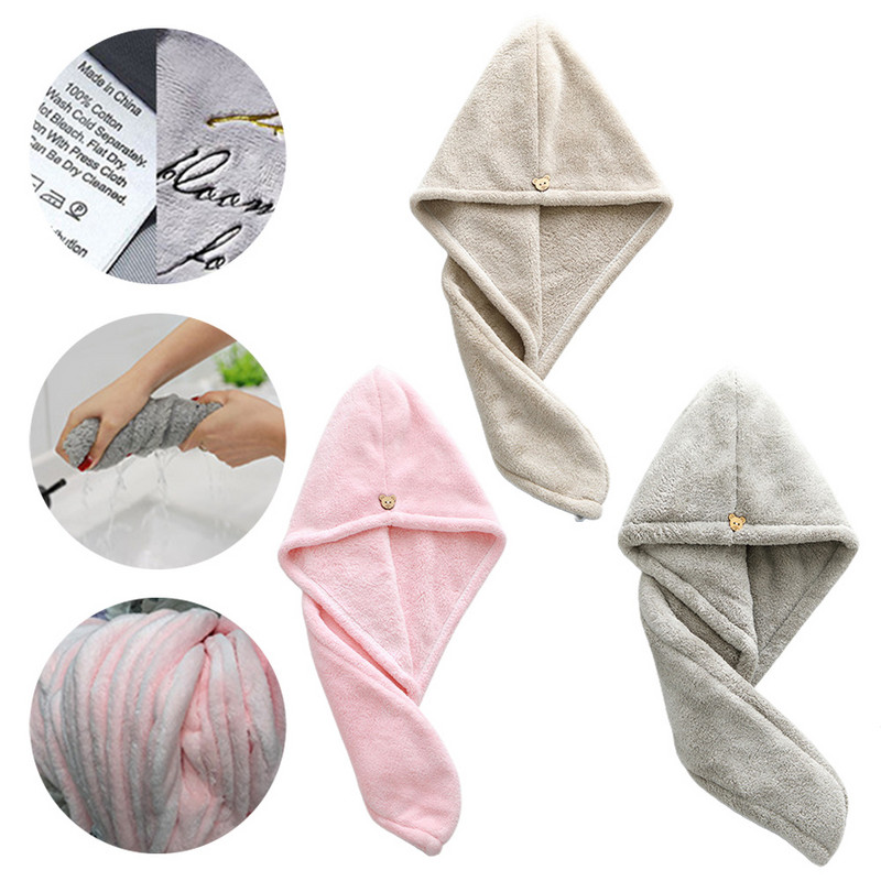 25 x 65 cm ātri nožūstošs dvielis, 1 gab., mikrošķiedras turbāna vannas rīks matu mazgāšanas vannas ietīšanas cepure Vannas istabas pogas galvas dvielis