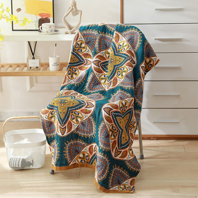 Krāsainas kokvilnas piecu slāņu marles vannas dvielis absorbējošs pieaugušo kokvilnas mājsaimniecības vannas dvielis kokvilnas vannas dvielis absorbējošs pludmales dvielis