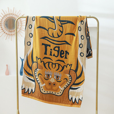 Krāsainas kokvilnas piecu slāņu marles vannas dvielis absorbējošs pieaugušo kokvilnas mājsaimniecības vannas dvielis kokvilnas vannas dvielis absorbējošs pludmales dvielis