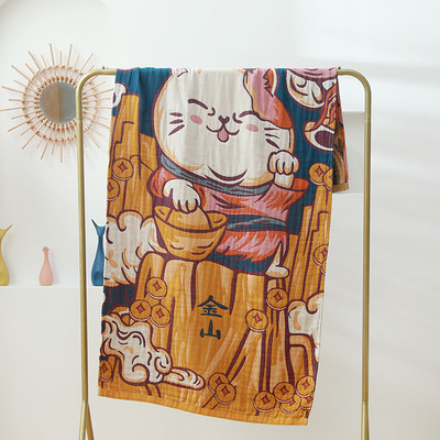 Krāsainas kokvilnas piecu slāņu marles vannas dvielis absorbējošs pieaugušo kokvilnas mājsaimniecības vannas dvielis kokvilnas vannas dvielis absorbējošs pludmales dvielis