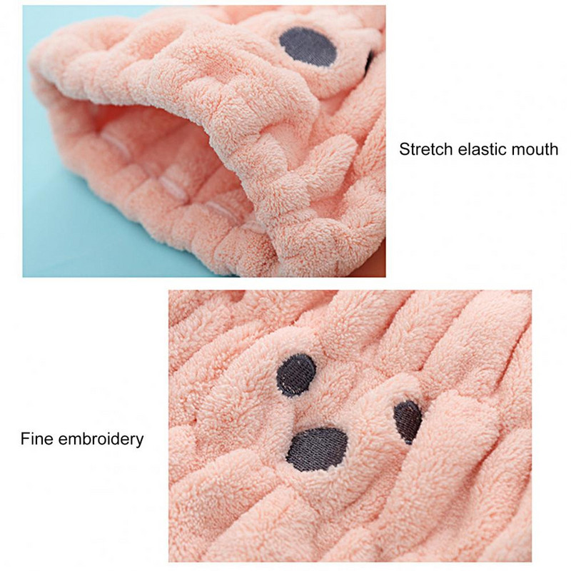 Izvrsna kapa za tuširanje Šešir za sušenje kose za višekratnu upotrebu, udobna, održava toplinu Ženska kapa za kosu s dizajnom zečića koja se brzo suši