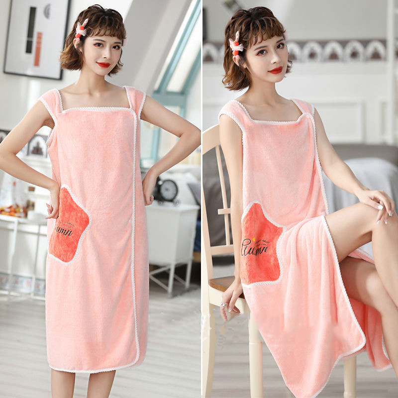 Mintiml Coral Fleece Wearable Bath Fleece Set ručnika haljina kupaonski ogrtači Bath Wearable Ženska Lady Fast Drying Čarobna spavaćica
