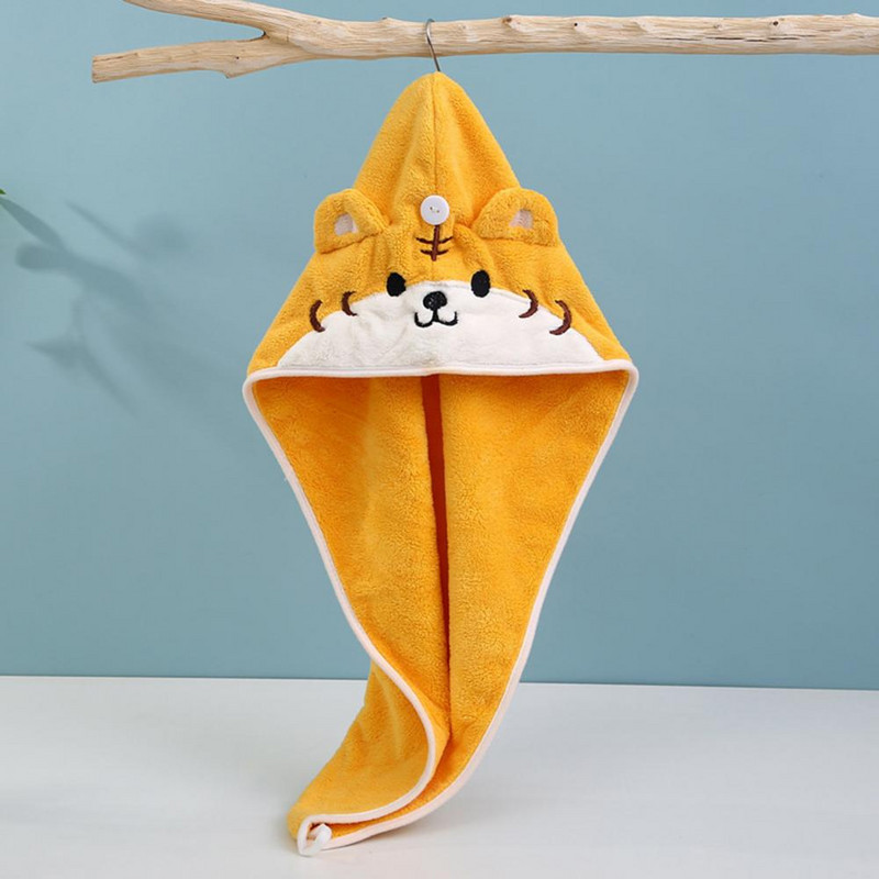 Ručnik za sušenje kose Ručnik za kupanje od koraljnog flisa Duga šešir za sušenje kose Dječji šeširi u obliku tigra s crtićima Mekani za kožu šeširi u obliku trokuta