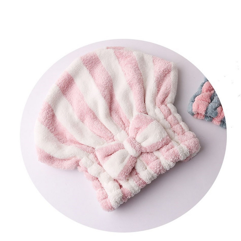 Umotavanje ručnika za kosu od mikrovlakana za žene Turban za upijanje pruga za brzo sušenje kose za sušenje kovrčave duge guste kose Šešir omotan ručnikom