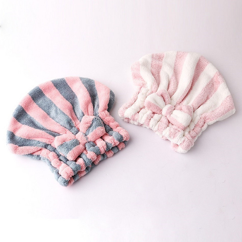 Umotavanje ručnika za kosu od mikrovlakana za žene Turban za upijanje pruga za brzo sušenje kose za sušenje kovrčave duge guste kose Šešir omotan ručnikom