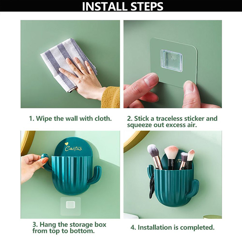 Armas Cactus hambaharjahoidik Seinale Isekleepuv pardel Korraldaja Rack Köök Vannituba Hambaharja hoidik Seinakinnitus