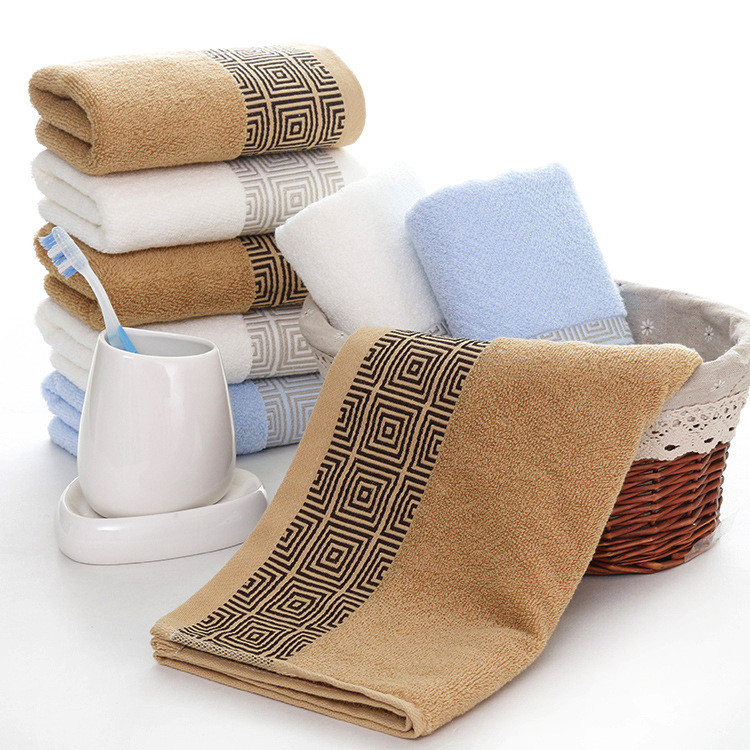 T067A Livrare gratuită mic cadou bumbac Absorbant Home hotel albastru deschis kakhi fildeș 35x75cm adult Jacquard prosop de față