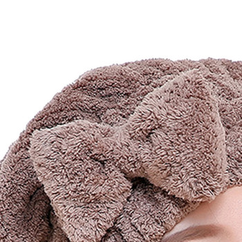 Πετσέτες με απορροφητικό σκουφάκι στεγνώματος μαλλιών για γυναίκες για κορίτσια Πολυεστερικό καπάκι ντους με παπιγιόν για ενήλικες