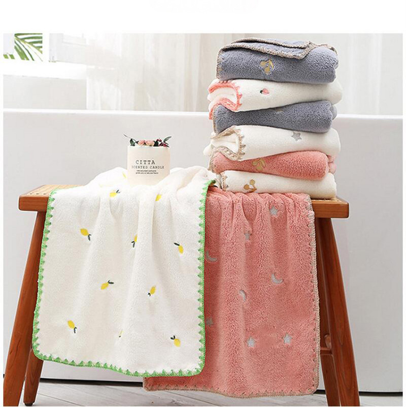 Izvezena zvijezda Mjesec Trešnja Medvjed Ručnik visoke gustoće Mekani ručnik od koraljnog flisa Upijajuće lice Ručnik za kupanje za odrasle Pokrivač za bebe