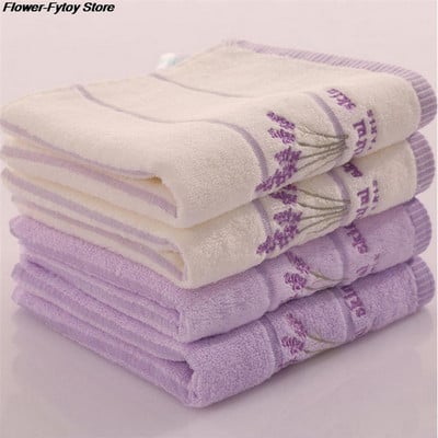 33*74cm  Embroidery Towels Beautiful Skin Lavender Flowers Cotton Fabric Fragrant Smell Washcloths Towels